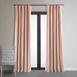 2 Panels Velvet Thermal Blackout Window Curtains - 50W x 96L, Pink Rosey Dawn